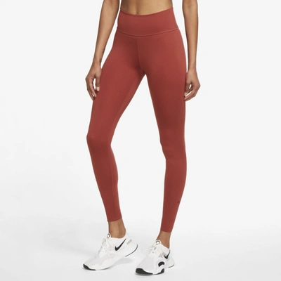 Shop Nike One Luxe Women's Mid-rise Pocket Leggings In Redstone,clear