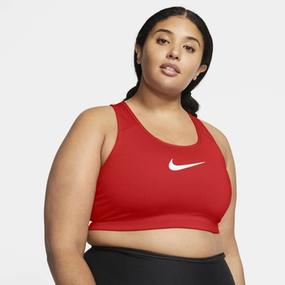 Shop Nike Swoosh Women's Medium-support Non-padded Sports Bra In Chile Red,black