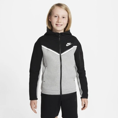 Nike Sportswear Tech Fleece Big Kids' Full-zip Hoodie In Black,dark Grey  Heather,white | ModeSens