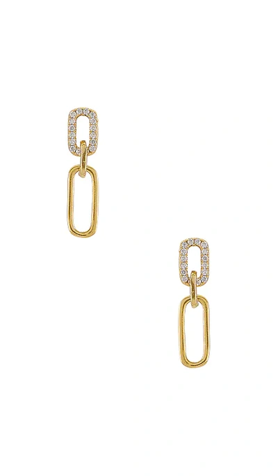 Shop Shashi Justice Pave Earrings In Metallic Gold