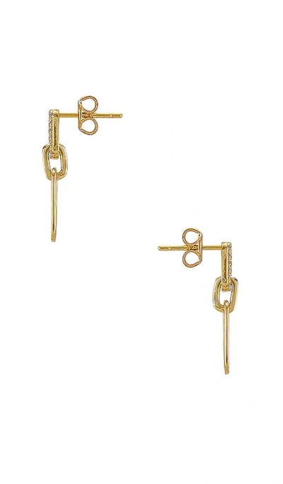 Shop Shashi Justice Pave Earrings In Metallic Gold