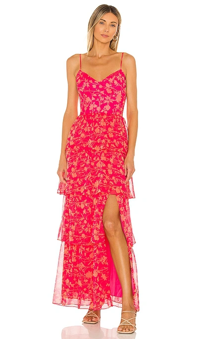 Shop Amanda Uprichard Thaddea Maxi Dress In Fuchsia