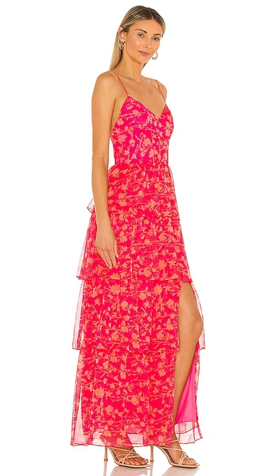 Shop Amanda Uprichard Thaddea Maxi Dress In Fuchsia