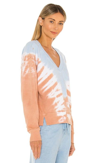 Shop Michael Stars Camila V Neck Crop Sweatshirt In Baby Blue