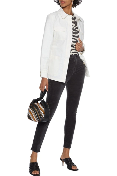 Shop J Brand Leenah Cotton-blend Velvet Skinny Pants In Charcoal