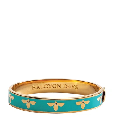 Shop Halcyon Days Gold-plated Bee Bangle In Green