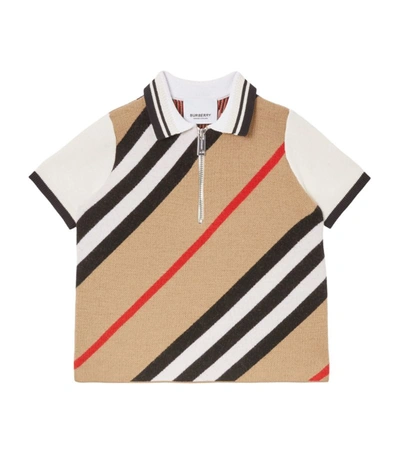 Shop Burberry Kids Icon Stripe Polo Shirt (6-24 Months) In Brown