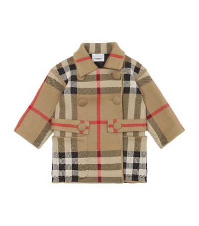 Shop Burberry Kids House Check Jacquard Coat In Brown