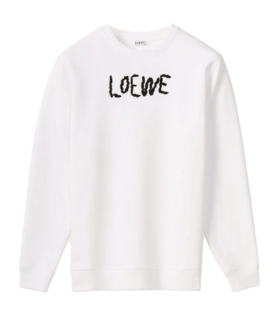 Shop Loewe Logo-embroidered Sweatshirt In White