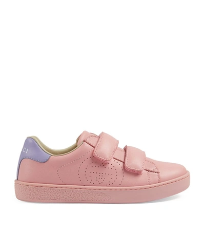 Shop Gucci Kids Leather Ace Sneakers In Pink