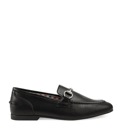 Shop Gucci Kids Leather Jordaan Loafers In Black