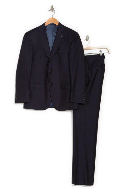 Shop Hart Schaffner Marx Solid Notch Collar Wool Suit In Navy