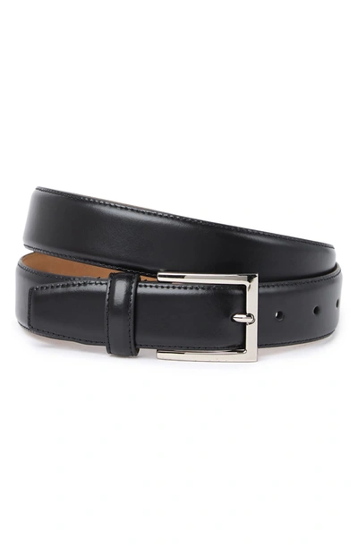 Shop Cole Haan Feather Edge Leather Strap Belt In Black