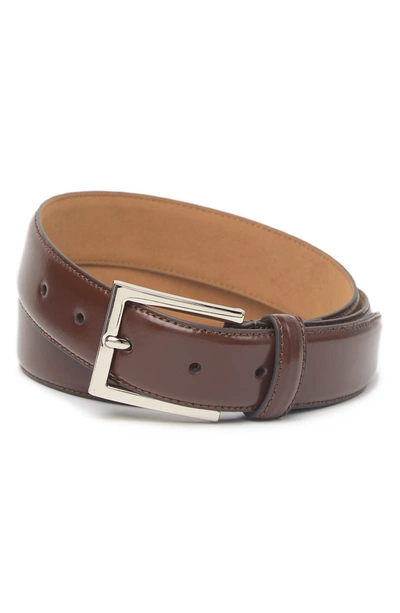 Shop Cole Haan Feather Edge Leather Strap Belt In Brown