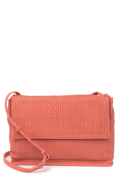 Shop Christopher Kon Woven Leather Crossbody Bag In Peach