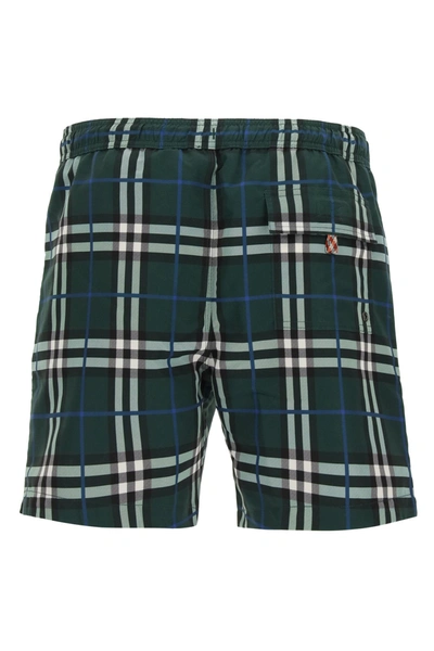 Shop Burberry Swim Trunks With Check Print In Green