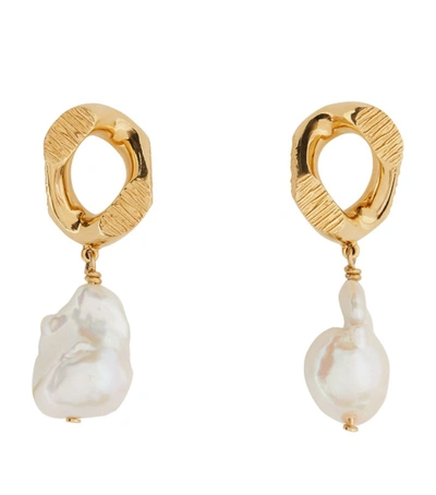 Shop Burberry Gold-plated Pearl-detail Drop Earrings