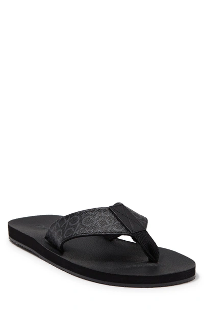 Shop Calvin Klein Duggar Flip Flop Sandal In Black/black/black Ck Mono Pu/c