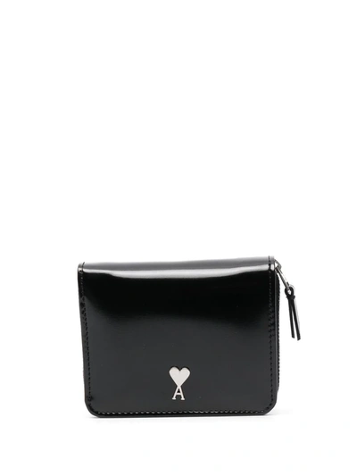 Shop Ami Alexandre Mattiussi Ami De Coeur Compact Wallet In Black