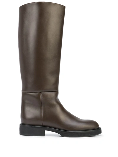 Shop Khaite The Derby Knee-high Boots In Brown
