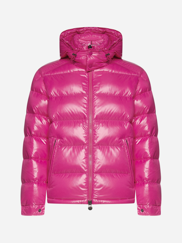 Moncler Maya Glossy Quilted Nylon Down Jacket In 544 Dark Pink | ModeSens