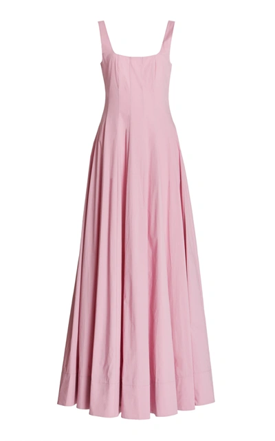 Shop Staud Women's Wells Pleated Cotton-blend Maxi Dress In Pink