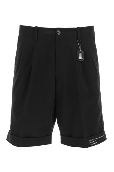 Shop Moncler X Fragment Cotton Twill Bermuda Shorts In Black