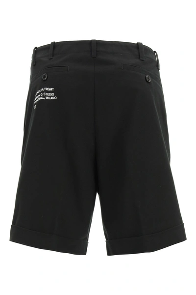 Shop Moncler X Fragment Cotton Twill Bermuda Shorts In Black