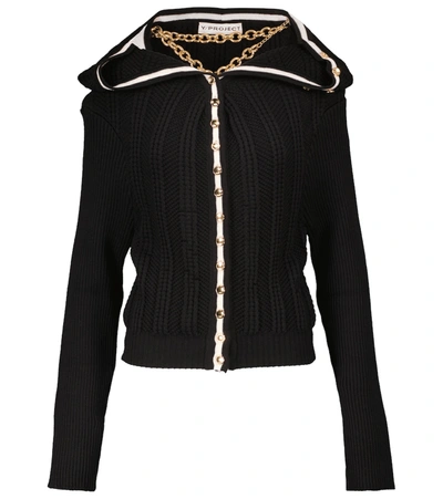 Shop Y/project Wool Cardigan With Necklace In Black