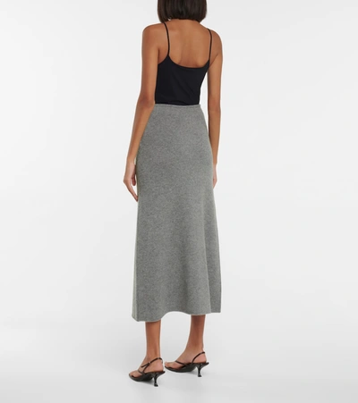 Shop Totême Cashmere Knitted Maxi Skirt In Grey