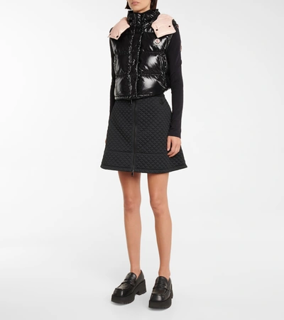 Moncler Black & Pink Down Alpiste Short Vest In Black