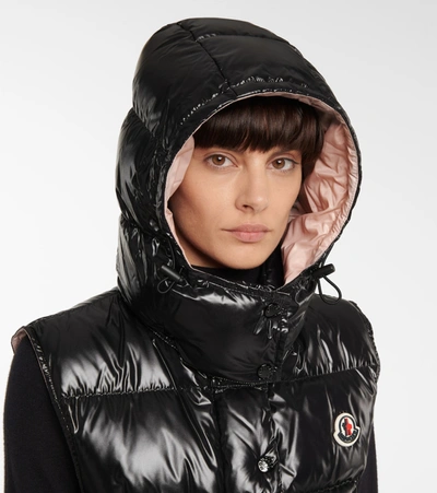 Moncler Black & Pink Down Alpiste Short Vest In Black