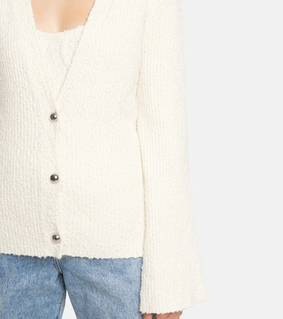 Shop Helmut Lang Ribbed-knit Cotton-blend Cardigan In White