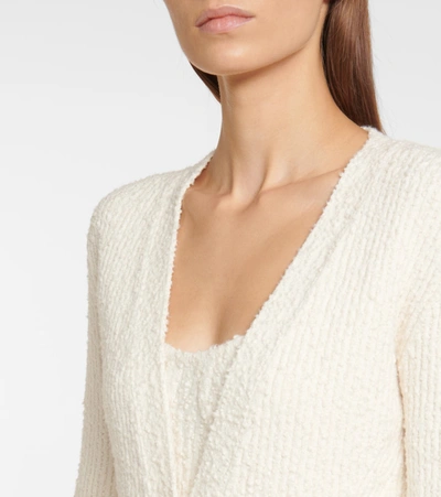 Shop Helmut Lang Ribbed-knit Cotton-blend Cardigan In White