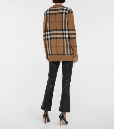 Shop Burberry Cashmere And Wool Knit Cardigan In Brown