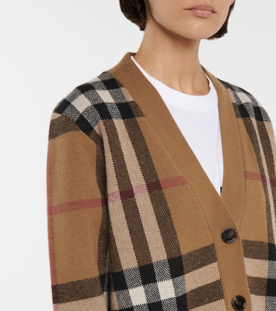 Shop Burberry Cashmere And Wool Knit Cardigan In Brown