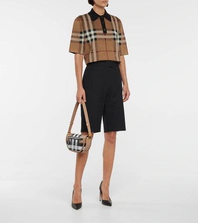 Shop Burberry Checked Polo Shirt In Brown