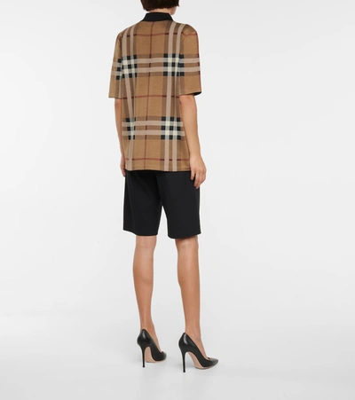 Shop Burberry Checked Polo Shirt In Brown