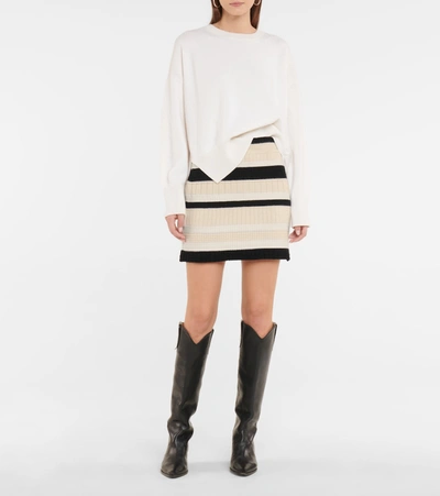 Shop Barrie Striped Cashmere Miniskirt In Multicoloured