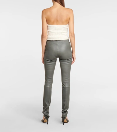 Shop Stouls Jo Leather Pants In Grey
