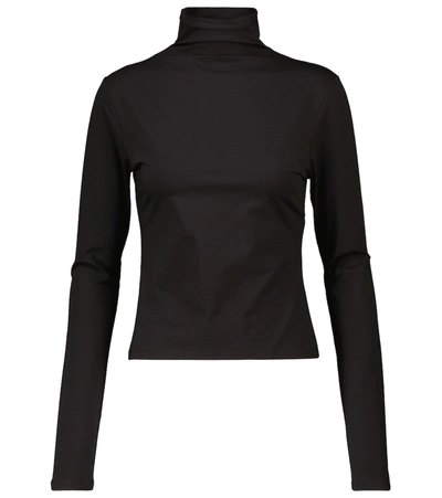 Shop Lemaire Stretch-cotton Turtleneck Top In Black