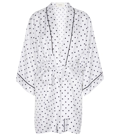 Shop Rodarte Polka-dot Silk Twill Robe In White