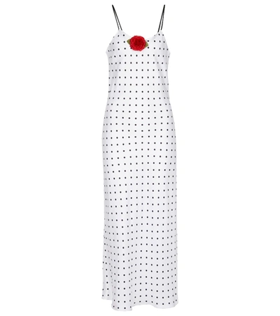 Shop Rodarte Polka-dot Silk Twill Slip Dress In White