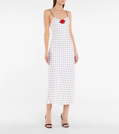 Shop Rodarte Polka-dot Silk Twill Slip Dress In White