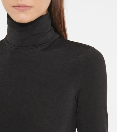 Shop Wolford Colorado Cotton-blend Turtleneck Bodysuit In Black