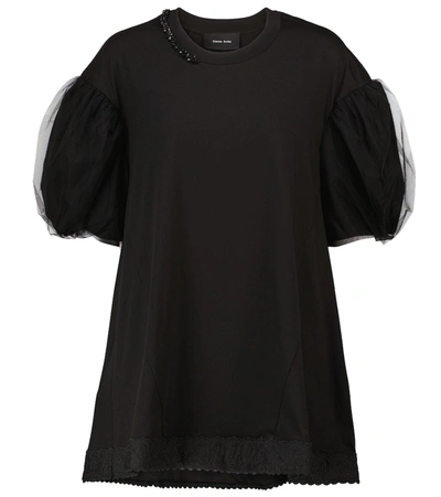 Shop Simone Rocha Embellished Cotton Top In Black