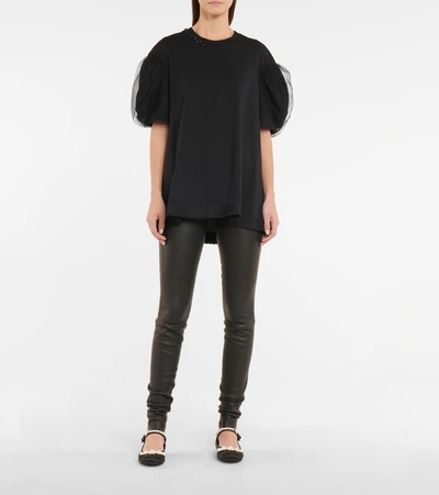 Shop Simone Rocha Embellished Cotton Top In Black