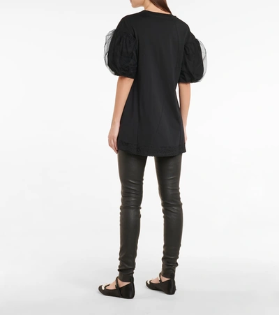 Shop Simone Rocha Embellished Cotton Top In Black