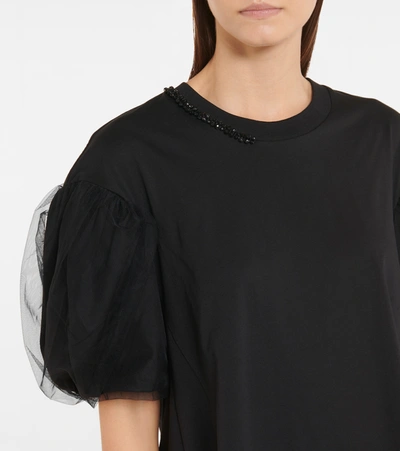 Shop Simone Rocha Embellished Cotton Top In Black