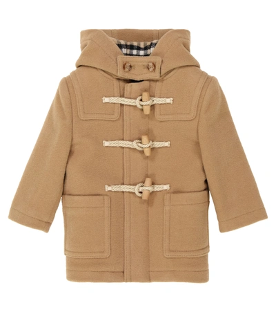 Shop Burberry Double-faced Virgin Wool Duffel Coat In 米色